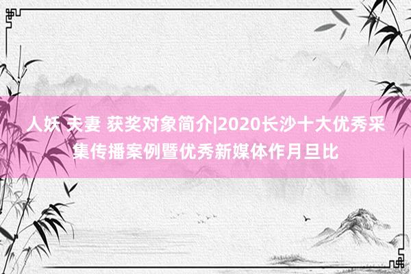 人妖 夫妻 获奖对象简介|2020长沙十大优秀采集传播案例暨优秀新媒体作月旦比